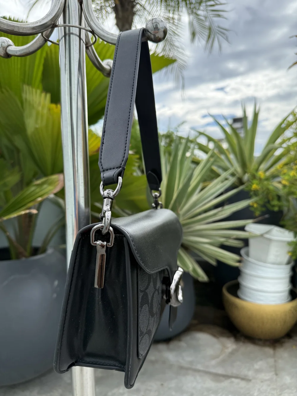 Coach Tabby 26 Black Signature Canvas shoulder bag